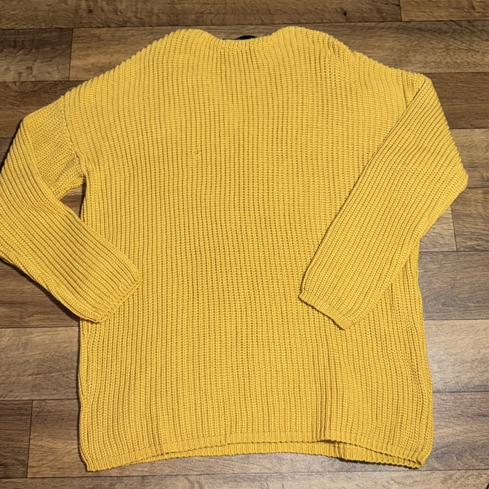 Jenni Kayne Fisherman Organic Cotton Cabin Blend Sweater Large Mustard $325 Love - Picture 6 of 11